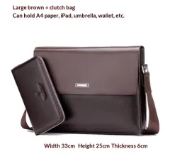 Trendy Men's Business Office And Casual Large-capacity Leather Bag - Lemon Colour-Large Bag And Hand - View 1