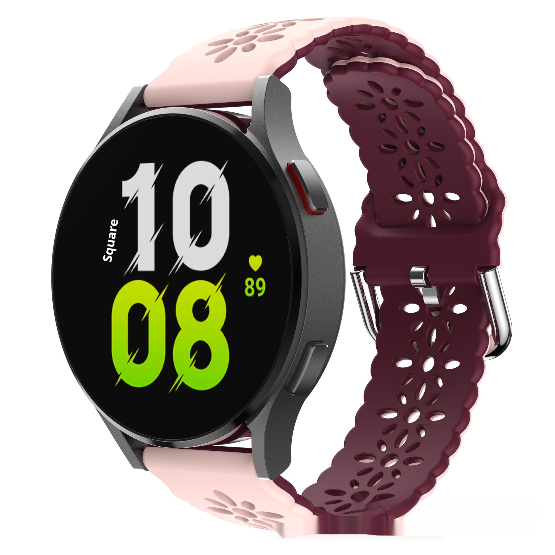 Double-layer Colored Hollow-out Plum Blossom Silicone Watch Strap - Image 2