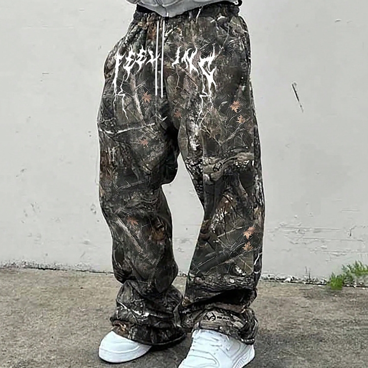 New Stylish Casual Pants With A Branch-pattern Print