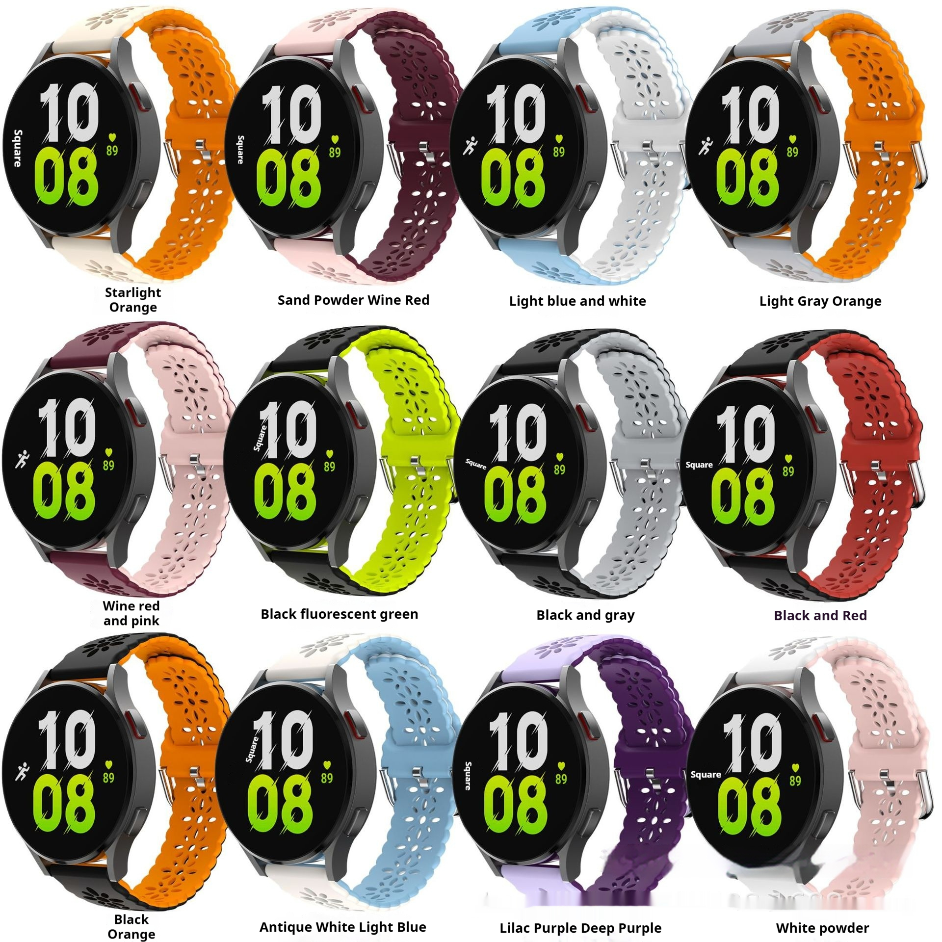 Double-layer Colored Hollow-out Plum Blossom Silicone Watch Strap - Image 4
