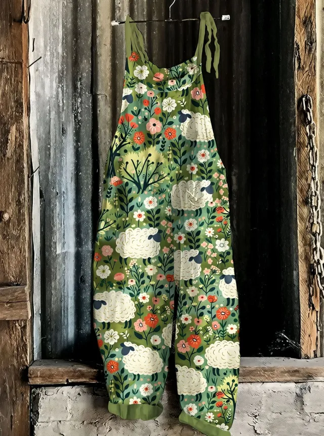 Women's Vintage print Suspender Pants M Lt 101 - Shop at LoveMi