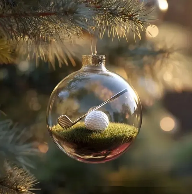 Sports Holiday Ornament Christmas Glass Decoration - Golf Ball