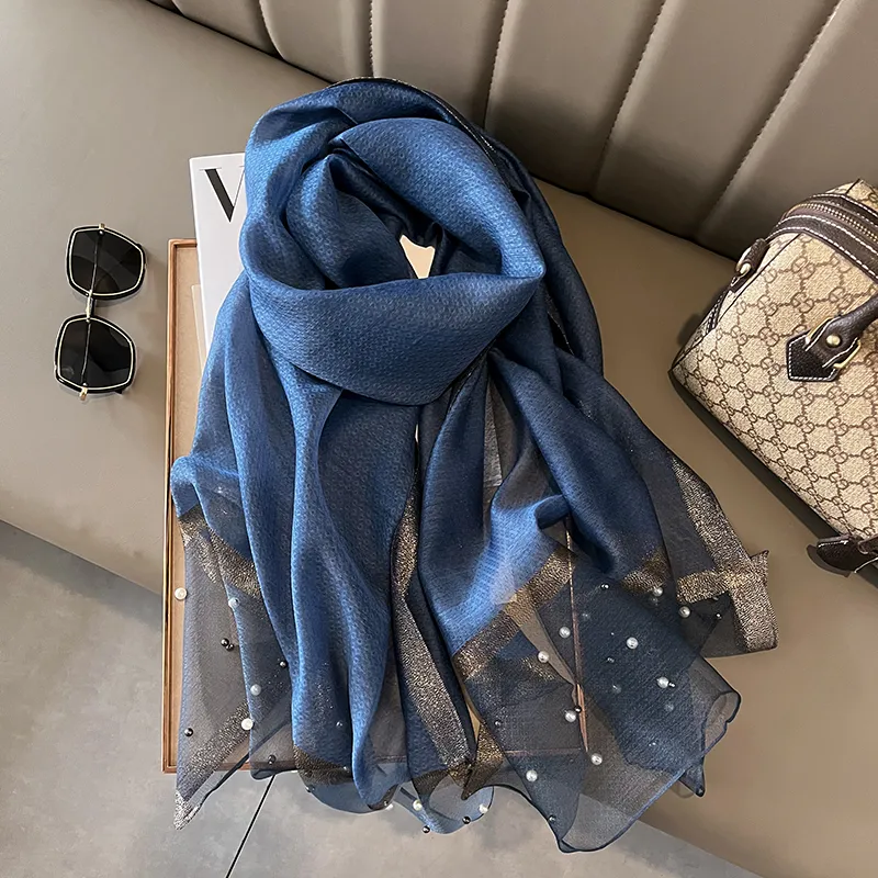 Longer-style Silk Scarvesperfect As Gifts For Spring Autumn And Winter - Blue
