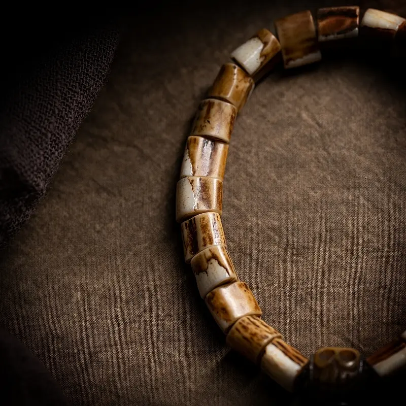 Old-material Deer Antler Bracelet Handcrafted Jade-like Ox Bone
