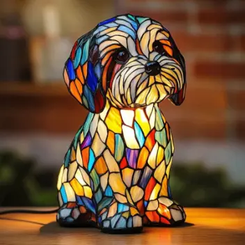 Dog Series Art Animal LED Small Night Lamp Resin Statue Creative Desktop Decoration