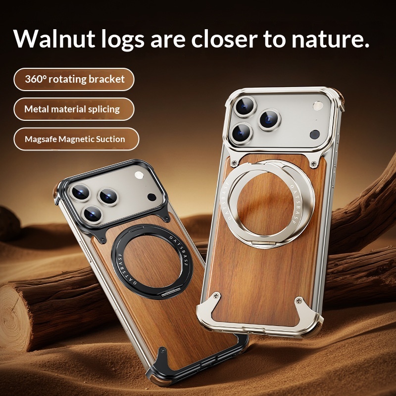 Walnut Wood Frameless Phone Case