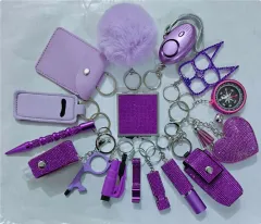 Plush Wolf-proof Alarm Key Chain - Purple - View 1