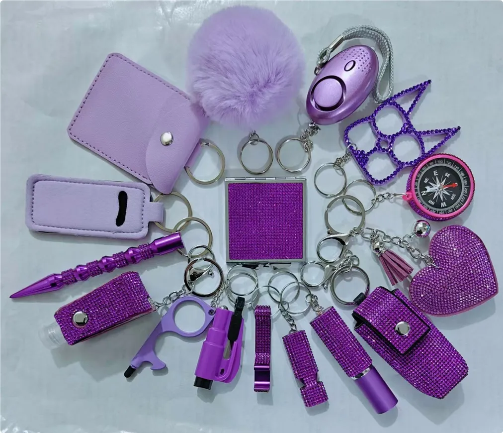 Plush Wolf-proof Alarm Key Chain - Purple