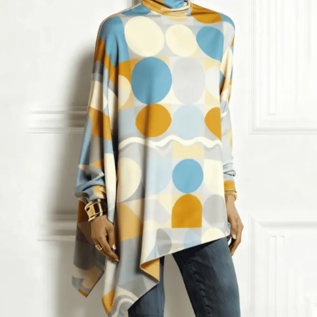 Geometric Polka Dot Asymmetric Top Multicolor - Shop at LoveMi