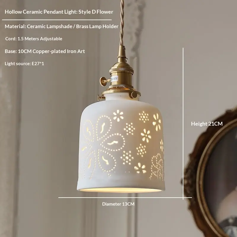 Modern Minimalist Hollow-out Ceramic Cream-style Chandelier