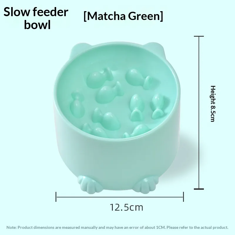 Solid Colour Minimalism Slow-feeding Anti-choking Pet Bowl - Green