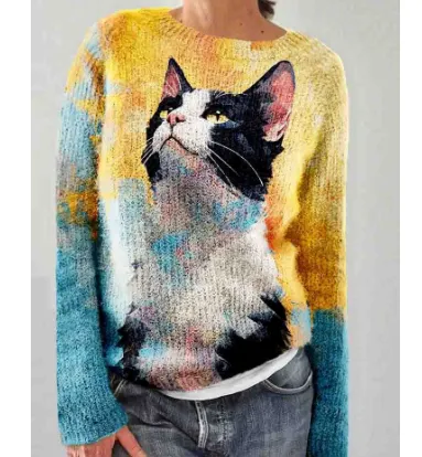 Women's Sweater Pattern Pullover Casual - Cat