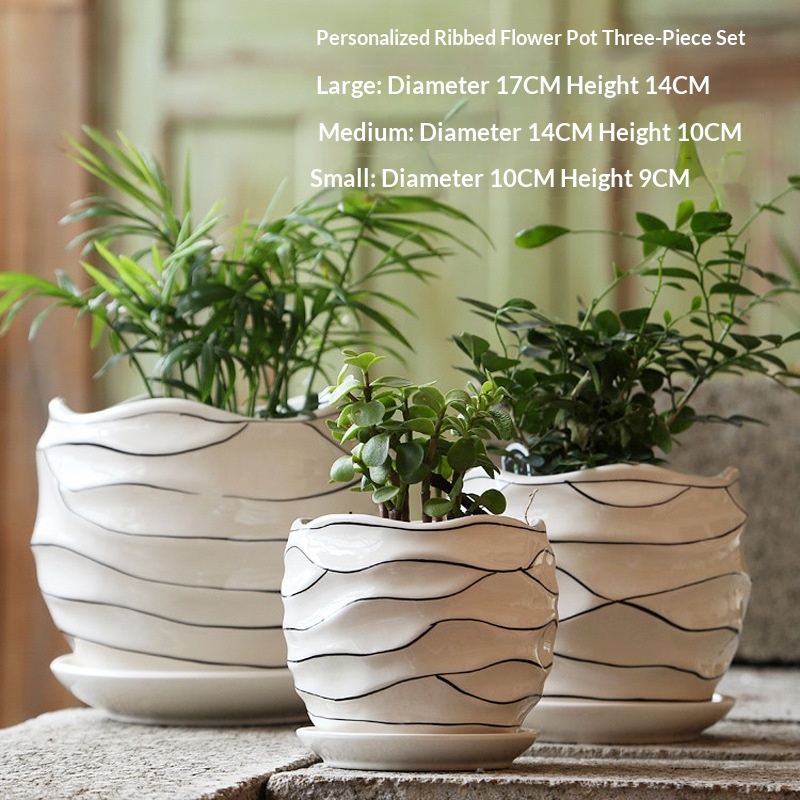 Large-sizedPersonalized Indoor Flower Pot With TrayMinimalist DesignPerfect For Succulents