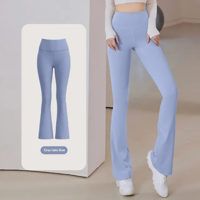 Nude effect High elasticity High waist Figure hugging Yoga Pants Blue - Shop at LoveMi