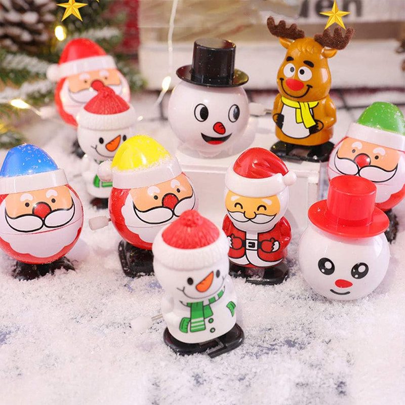 Cute Winding Wind Up Santa Claus Shaking His Head Walking Snowman Toy