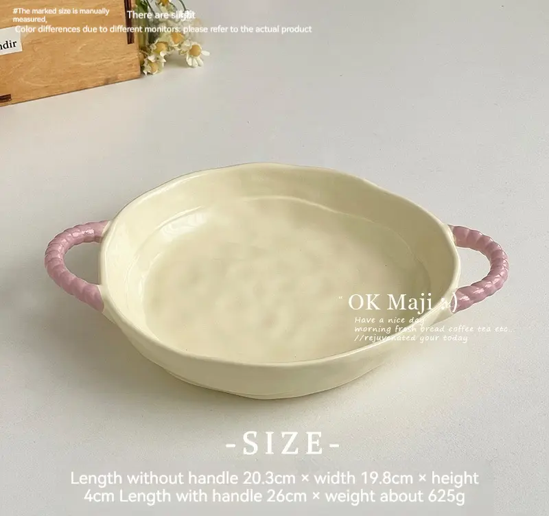 New Ceramic Double-Handle Dish