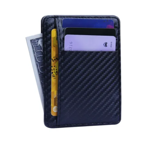New Fashion Pu Leather Carbon Fiber Wallet Mini Slim