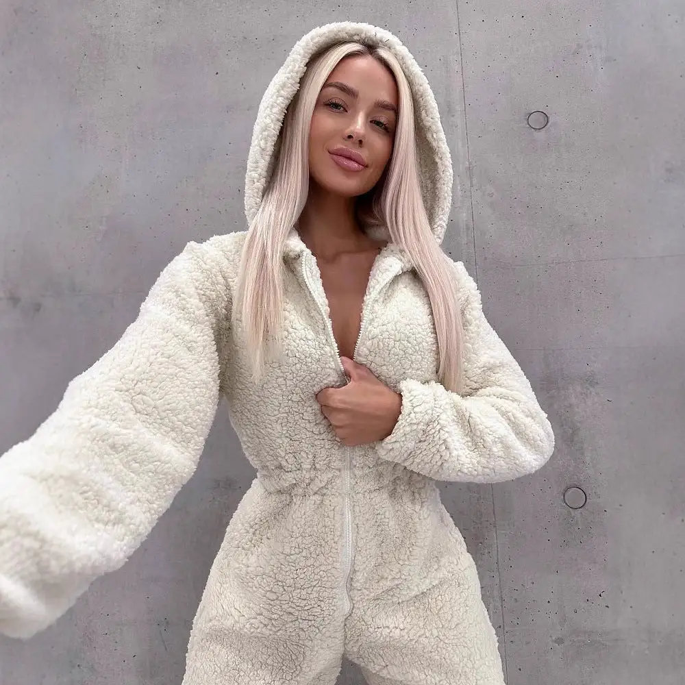 Women's Comfort Fleece Solid Color Full-Body Sweater - White