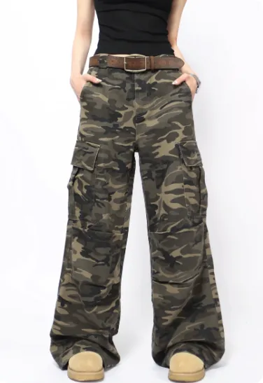 American Retro Washed Camouflage Cargo Pants For Men And Women Camouflage Color - Shop at LoveMi
