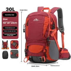Men's Large Capacity Lightweight Hiking Backpack - Red - View 1