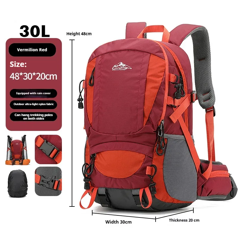Men's Large Capacity Lightweight Hiking Backpack - Red