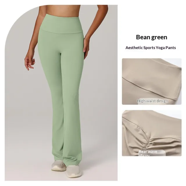 Butt lifting Fitness Flared Yoga Running And Pilates Pants Bean Green - Shop at LoveMi