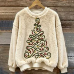 Women's Thick Fleece Hoodie With Multiple Patterns And A Personalised Style - Christmas Tree-M - View 1