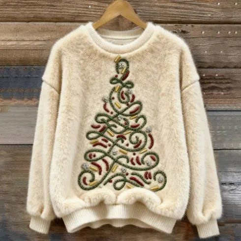 Women's Thick Fleece Hoodie With Multiple Patterns And A Personalised Style - Christmas Tree-M