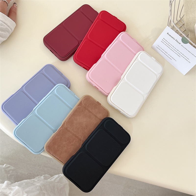 Solid Color Flip Cover Stand Phone Case Anti-Drop - Image 4