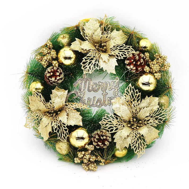 Christmas Wreath Door Hanging Decorations Festive Ornaments - Gold