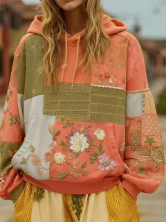 Women's Casual Hooded Long-Sleeve Pullover With Regular Fit And Digital Print - Figure 4-Xxl - View 1