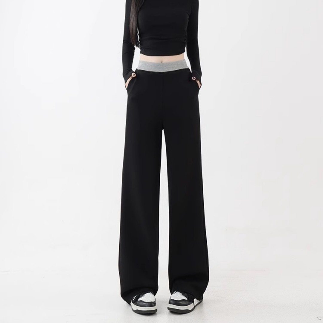 Women’s Autumn/Winter Fleece-Lined Sweatpants – Relaxed Fit with a Flattering, Streamlined Look