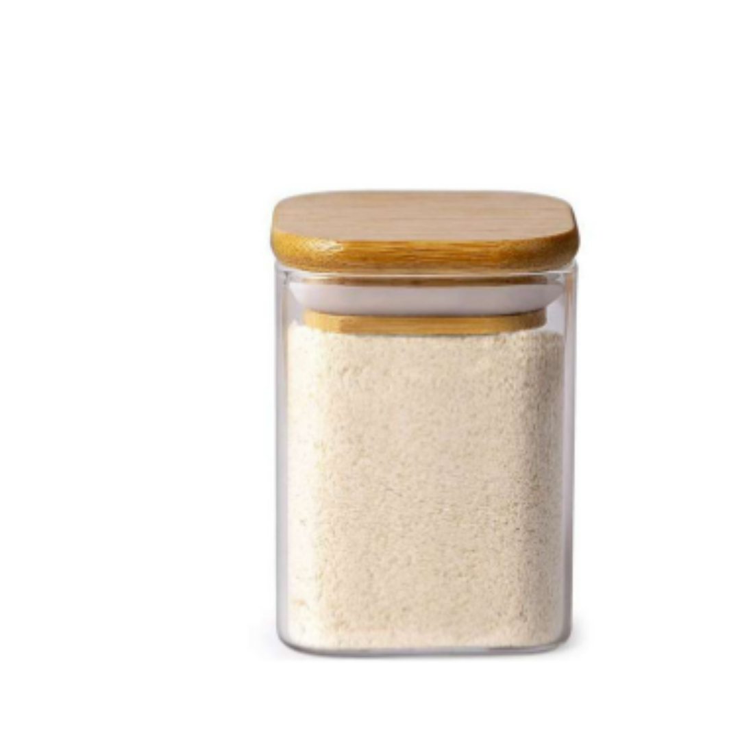 Square Glass Storage Jar With Lid And Square Mouth Condiment Container - Image 2