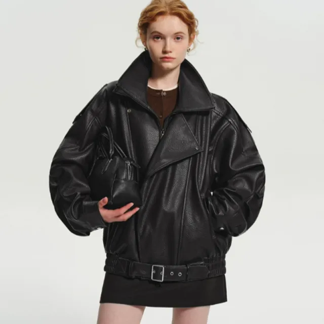 Fleece lined, Padded Leather Jacket Black - Shop at LoveMi