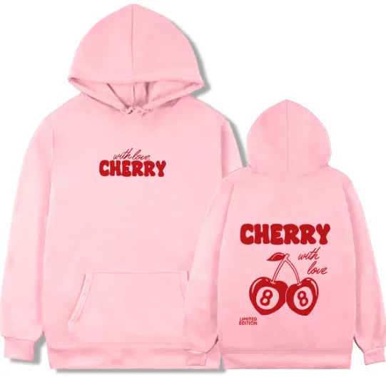 European And American Leisure Style Hooded Letter print Long Sleeve Pink - Shop at LoveMi