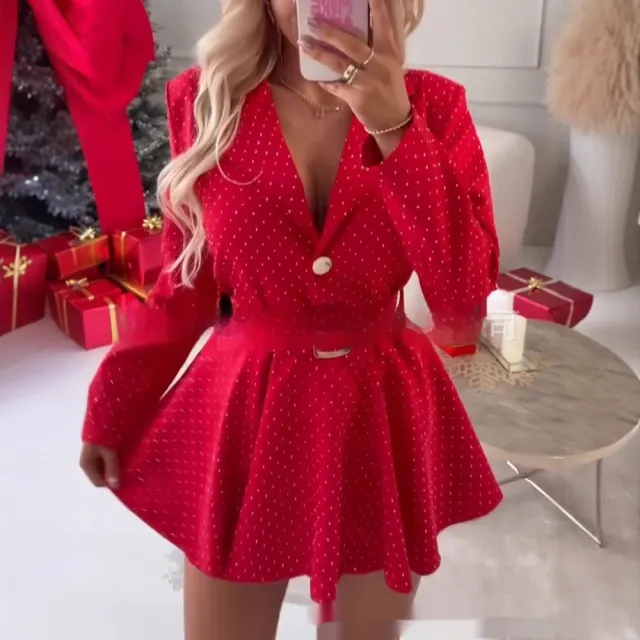 Elegant And Chic Women's Sequined Lapel Jumpsuit Red - Shop at LoveMi