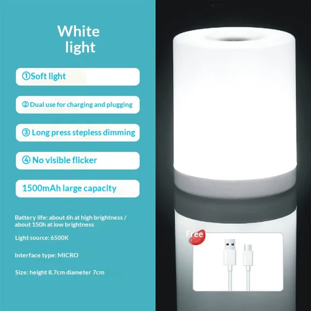 LED Bedside Night Light With Touch sensitive Brightness Adjustment And Long Battery Life For The Bedroom Warm Light - Shop at LoveMi