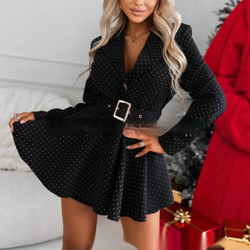 Elegant And Chic Women's Sequined Lapel Jumpsuit - Image 3