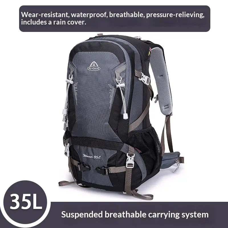 Ai Wang Outdoor Sports Hiking & Trekking Multifunctional Ultra-Light Oxford Cloth Unisex 35-Liter High-Capacity Backpack