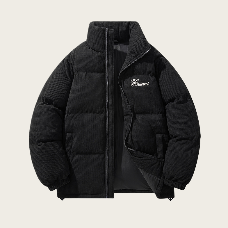 Men's Winter American-Style Retro Stand-Up Collar Embroidered Cotton Padded Jacket