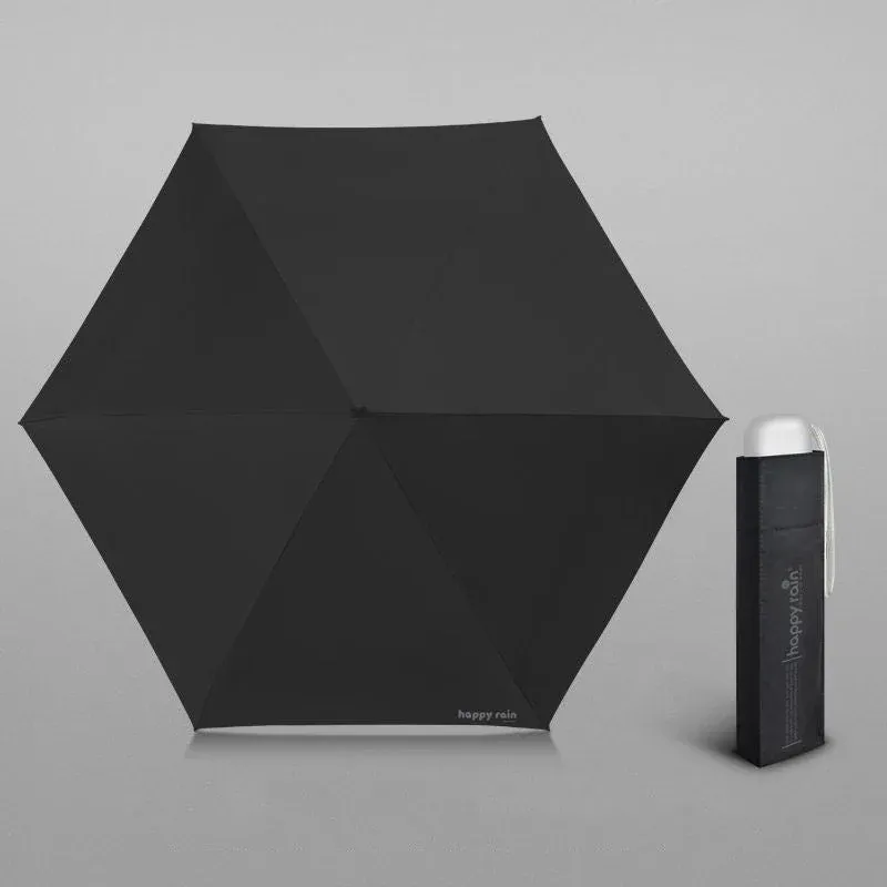 Mini Slim Automatic UV Umbrella With 6 Ribs - Black