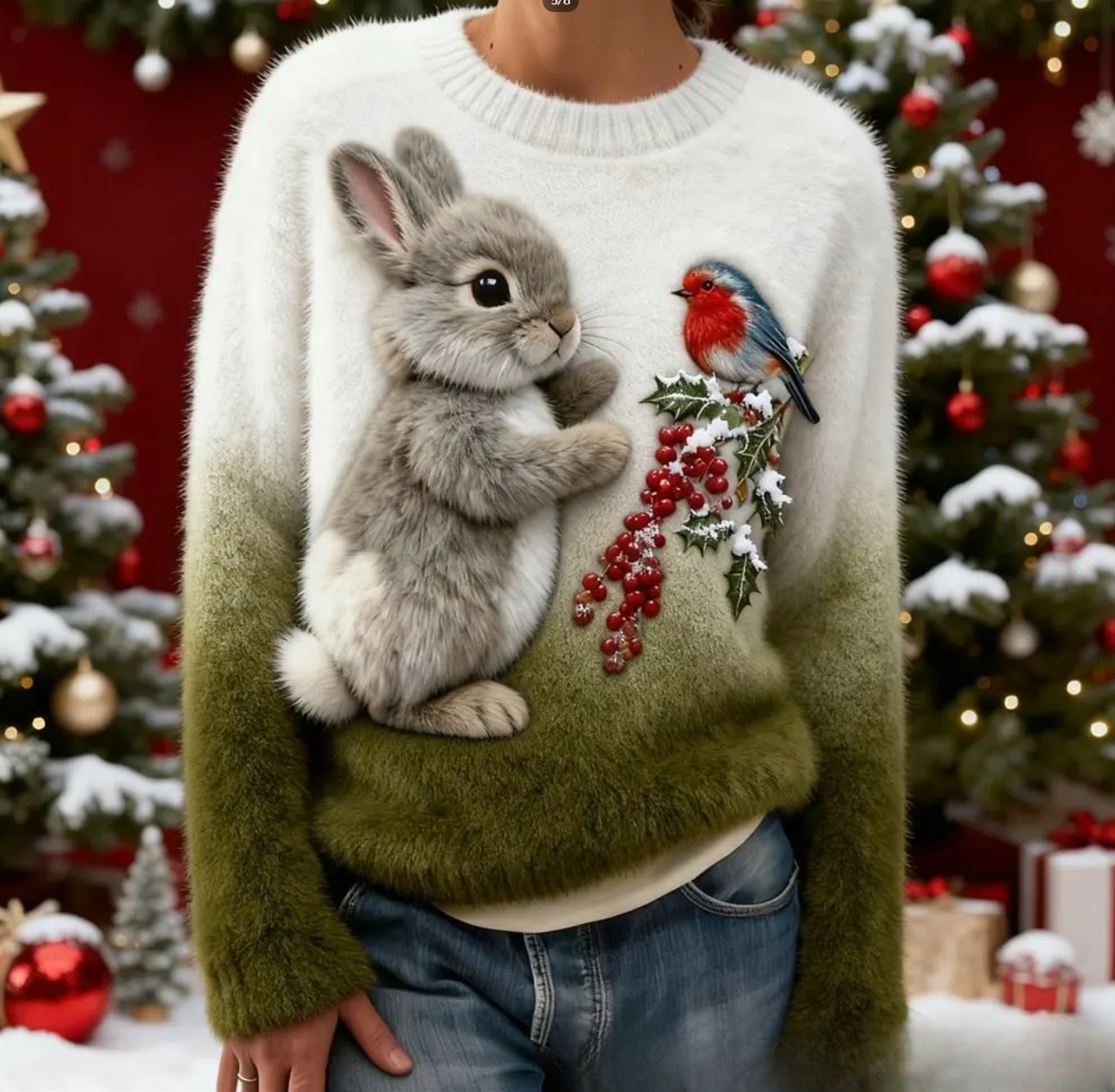 Digital-printed Christmas-patterned Women's Flannel Hoodie - Image 7