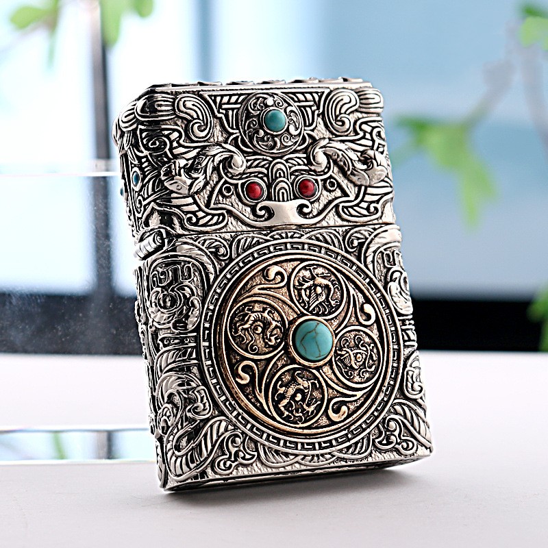 Cloud-patterned Four Symbols Rotating-core Stamped Armor Lighter - Image 4