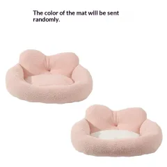 Winter Dog Teddy Fleece Heart-shaped Bed Removable And Washable - Pink - View 1