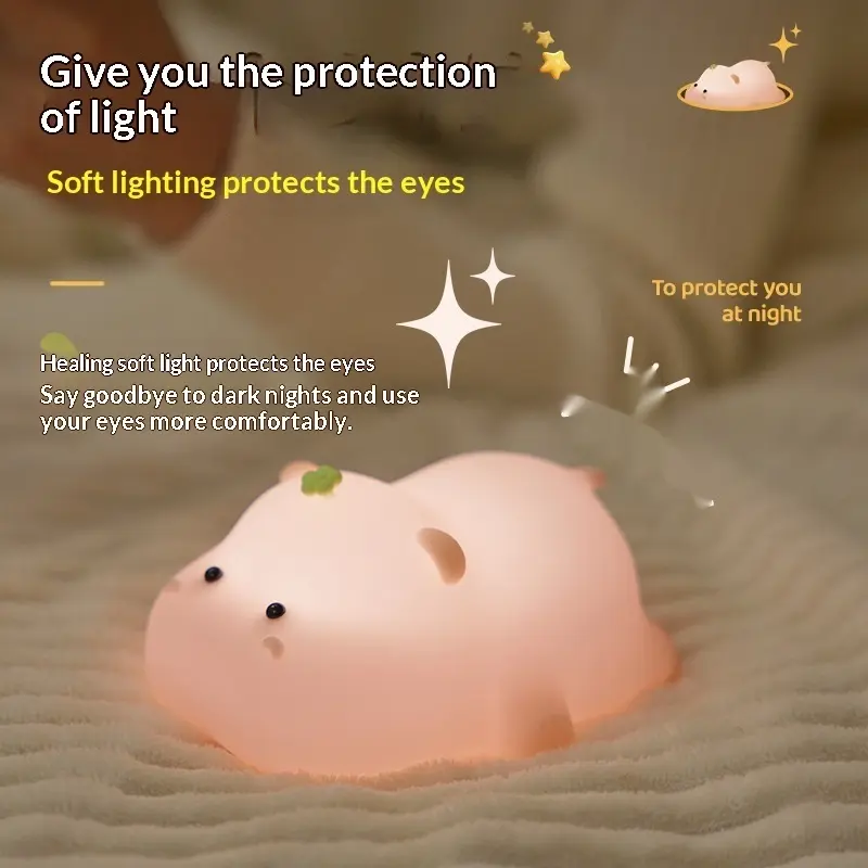 Creative Hippo Silicone Bedroom Decor Eye Care Sleep Night Light