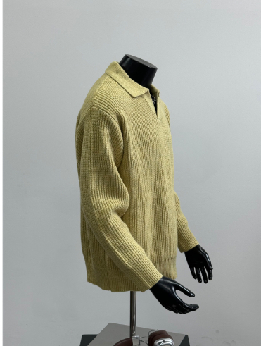 Vintage Pullover Sweater With A V-neck Solid Color And Simple Textured Knit - Image 3