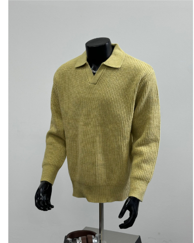 Vintage Pullover Sweater With A V-neck Solid Color And Simple Textured Knit - Image 1