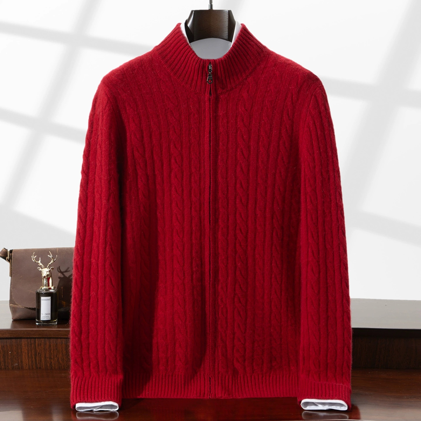 Woolen Sweater Men's Half-high Collar Zipper Top - Image 7