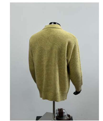 Vintage Pullover Sweater With A V-neck Solid Color And Simple Textured Knit - Image 2