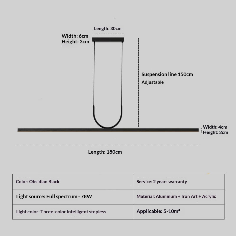 Simple Long Strip LED Decorative Pendant Light For Dining Rooms And Living Rooms